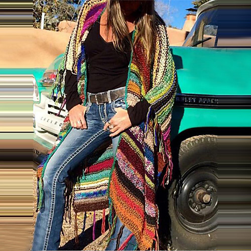 

Women's Stylish Basic Knitted Geometric Cardigan Long Sleeve Loose Sweater Cardigans Shirt Collar Fall Winter Purple Red Green