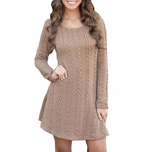 

Women's Sweater Jumper Dress Short Mini Dress White Black Red Green Navy Blue Long Sleeve Solid Color Fall Round Neck Hot Casual 2021 S M L XL XXL 3XL