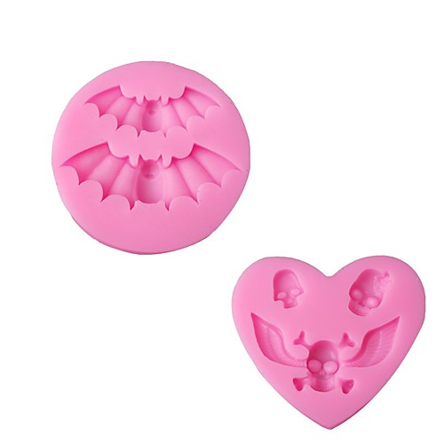 

Halloween Party 2pcs Halloween Bat Skull Silicone Mold Chocolate Round Heart Silicone Fondant Mold