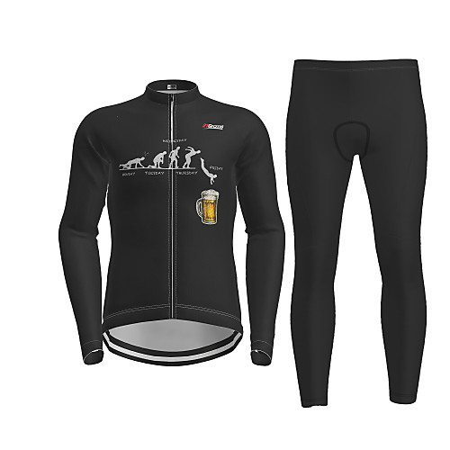 

21Grams Men's Long Sleeve Cycling Jersey with Tights Winter Black Oktoberfest Beer Bike Breathable Quick Dry Moisture Wicking Sports Oktoberfest Beer Mountain Bike MTB Road Bike Cycling Clothing