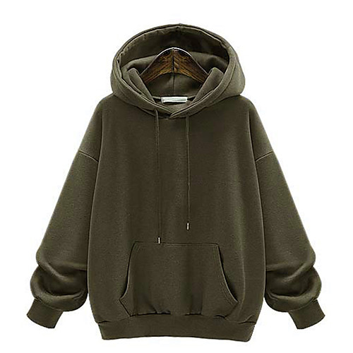 

Women's Hoodie Pullover Pure Color Hoodie Solid Color Sport Athleisure Hoodie Top Long Sleeve Warm Soft Oversized Comfortable Plus Size Everyday Use Daily Exercising / Winter