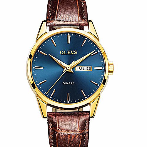 

men brown leather watch,men dress watch casual fashion quartz analog wrist watch,date day watches for men,waterproof rose gold man watch,stainless steel leather blue dial watches luminous