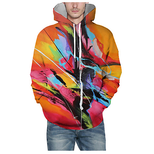 

Men's Daily Pullover Hoodie Sweatshirt 3D Graphic Hooded Basic Hoodies Sweatshirts Long Sleeve Rainbow