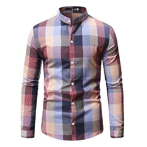 

Men's Shirt non-printing Plaid Plus Size Short Sleeve Daily Tops Basic Blushing Pink Green