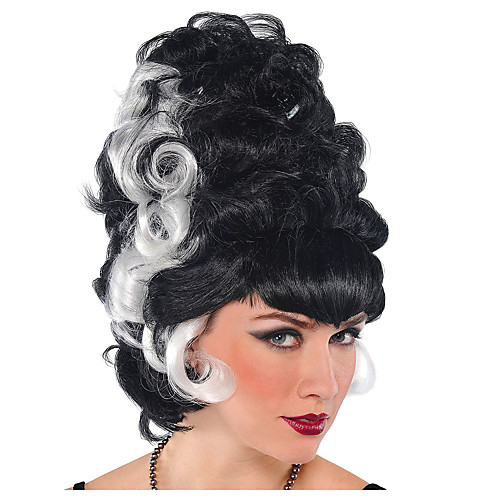 

Cosplay Wig Transylvania Bride Tight Curl Neat Bang Wig Medium Length Natural Black Synthetic Hair Women's Fashionable Design Cosplay Exquisite Black