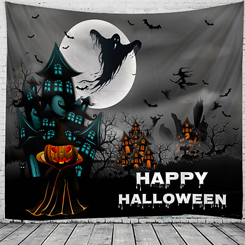 

Halloween Wall Tapestry Art Decor Blanket Curtain Picnic Tablecloth Hanging Home Bedroom Living Room Dorm Decoration Psychedelic Skull Skeleton Pumpkin Bat Witch Haunted Scary Castle Polyester