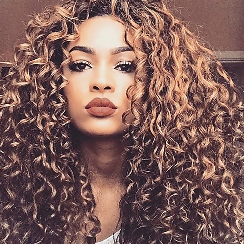 

Synthetic Wig Afro Curly Water Wave Middle Part Wig Long Very Long Light golden Light Brown Black Synthetic Hair 65 inch Women's Fashionable Design Party Middle Part Blonde Black