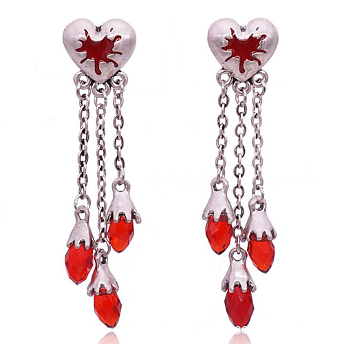 

Women's Hoop Earrings Pear Cut Sweet Heart Punk Earrings Jewelry Red For Wedding Halloween Gift 2pcs