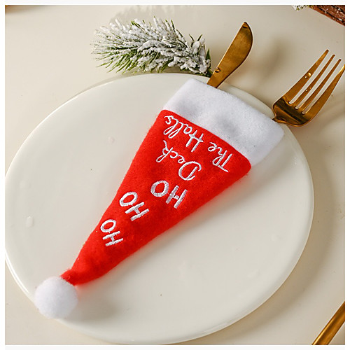 

Christmas Ornament Small Hat Cutlery Set Hoho Table Decoration Cutlery Bag