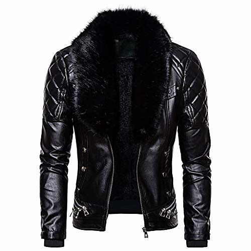 

men's zipper removable fur collar jacket, vintage steam pocket punk gothic retro coat