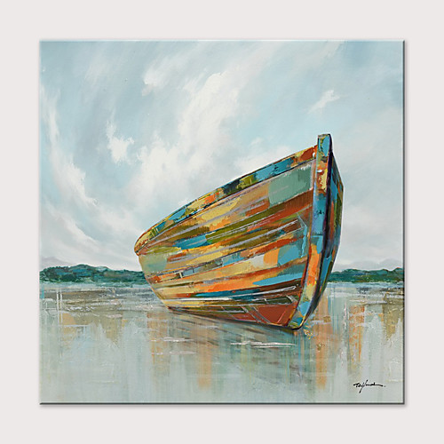 

Oil Painting Hand Painted Square Abstract Landscape Modern Rolled Canvas (No Frame)