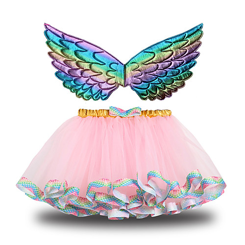 

Princess Skirt Wings Girls' Movie Cosplay Halloween New Year's Purple Pink Green Skirt Wings Christmas Halloween Carnival Polyester / Cotton Polyester