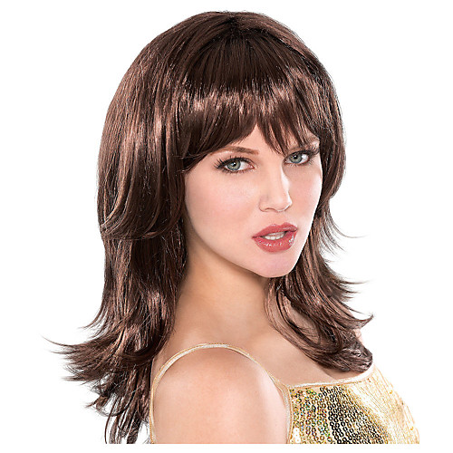

Cosplay Wig Feather Flirty Brunette Straight With Bangs Wig Long Brown Synthetic Hair Women's Anime Cosplay Exquisite Brown