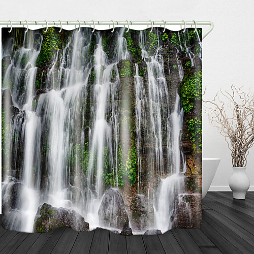 

Mountain Stream Print Waterproof Fabric Shower Curtain for Bathroom Home Decor Covered Bathtub Curtains Liner Includes with Hooks