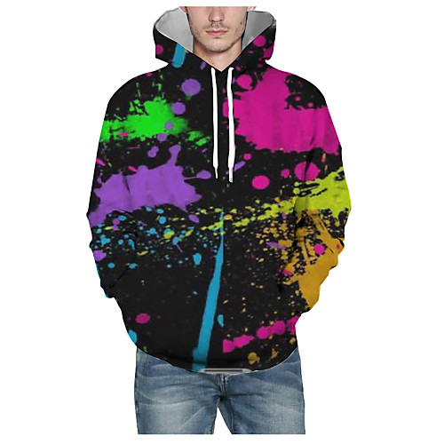 

Men's Daily Pullover Hoodie Sweatshirt 3D Graphic Hooded Basic Hoodies Sweatshirts Long Sleeve Black