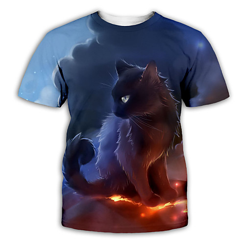 

Men's T shirt 3D Print Graphic Print Short Sleeve Party Tops Exaggerated Navy Blue