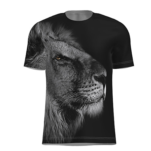 

Men's T shirt 3D Print Graphic Animal Short Sleeve Daily Tops Basic Black