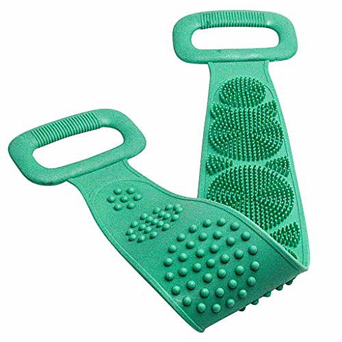 

silicone bath brush, silicone back bath shower wash body belt brush bath towel exfoliating body brush (green)