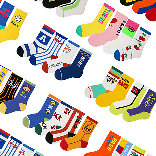 

Kids Athletic Sports Socks 4 Pairs Long Boys' Girls' Crew Socks Tube Socks Breathable Sweat wicking Comfortable Gym Workout Basketball Running Skateboarding Sports Cartoon Cotton YellowOrange Baby