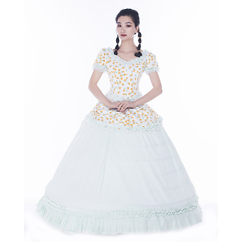 

Maria Antonietta Retro Vintage Rococo 18th Century Vacation Dress Dress Masquerade Prom Dress Women's Satin Costume White Vintage Cosplay Party Prom Short Sleeve Floor Length Ball Gown Plus Size