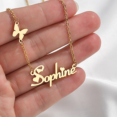 

Personalized Customized Necklace Stainless Steel Letter Gift Daily Promise 1pcs Gold