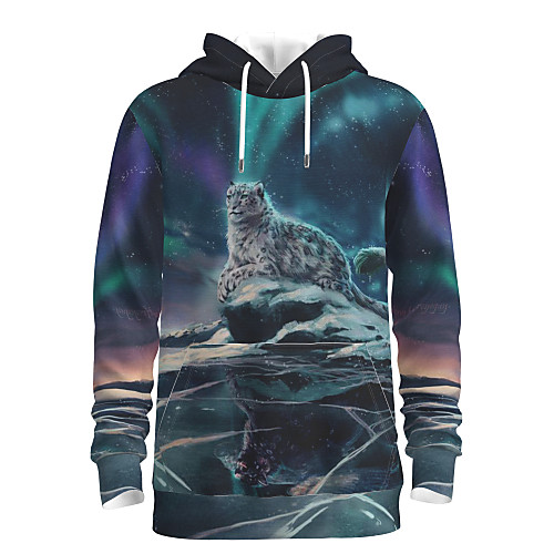 

Men's Pullover Hoodie Sweatshirt Graphic Animal Daily 3D Print Basic Hoodies Sweatshirts Navy Blue