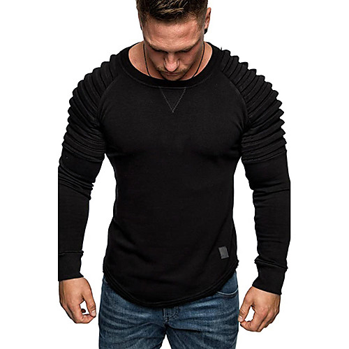 

Men's T shirt non-printing Solid Colored Long Sleeve Daily Tops Black Green Gray