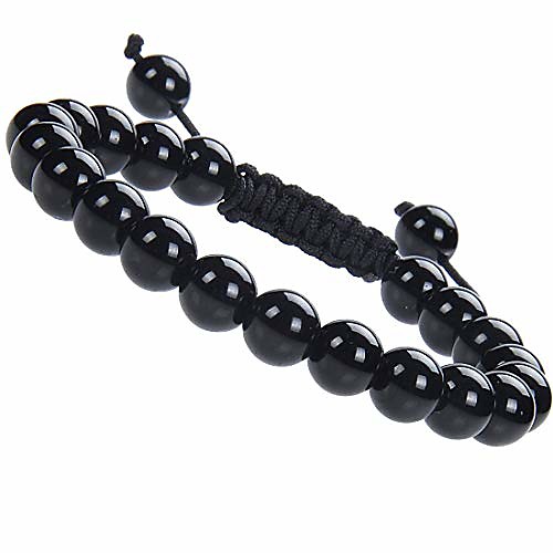 

real black tourmaline yoga healing root base chakra protection bracelet natural gemstones emotional stailization (black tourmaline)
