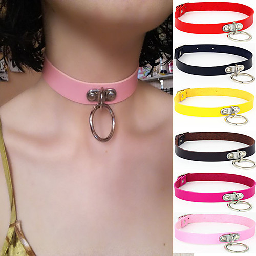 

Men's Women's Couple's Choker Necklace Collar Necklace Heart Flower Love Ladies Personalized Vintage Punk Leather Silver Plated Alloy Light Brown Dark Brown White Black Purple Necklace Jewelry For