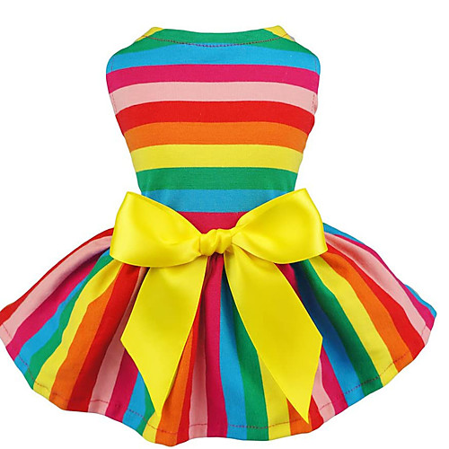 

Dog Cat Dress Ribbon bow Rainbow Casual / Sporty Sweet Casual / Daily Dog Clothes Puppy Clothes Dog Outfits Breathable Rainbow Costume for Girl and Boy Dog Fabric XXS XS S M L