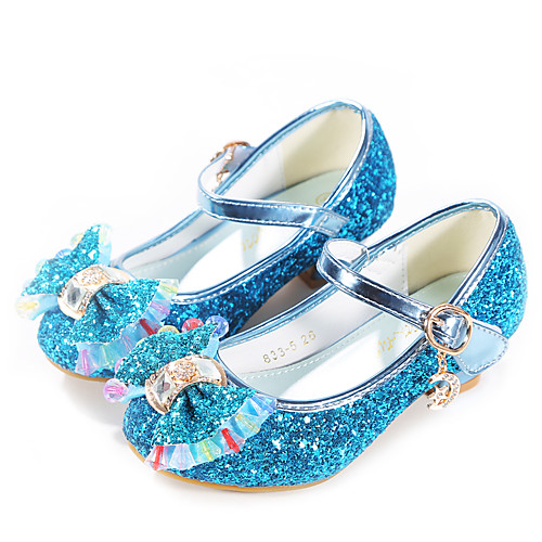 

Girls' Heels Flower Girl Shoes Tiny Heels for Teens Halloween Synthetics Dress Shoes Kids Teenager Daily Party & Evening Bowknot Buckle Blue Pink Gold Spring Fall / Rubber