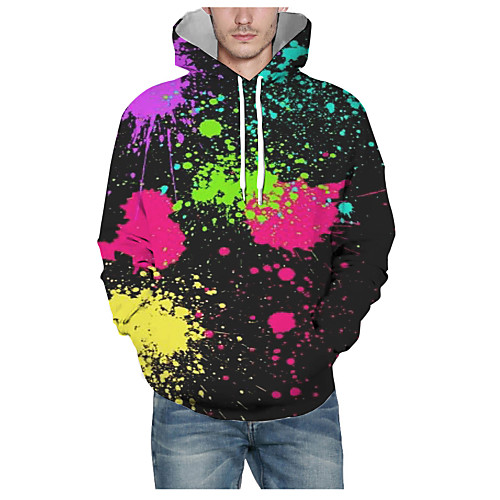

Men's Daily Pullover Hoodie Sweatshirt 3D Graphic Hooded Basic Hoodies Sweatshirts Long Sleeve Black