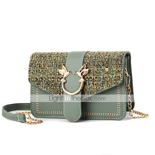 

Women's Bags PU Leather Crossbody Bag Chain Daily Going out MessengerBag Black Red Green Royal Blue