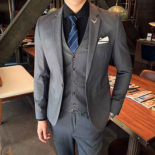 

Tuxedos Tailored Fit Notch Single Breasted One-button Polyester Solid Color
