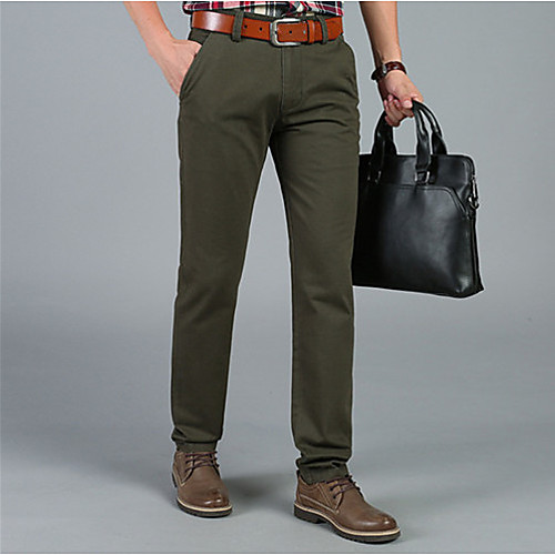 

Men's Basic Outdoor Cotton Slim Daily Chinos Pants Solid Colored Full Length Black Blue Army Green / Spring / Fall