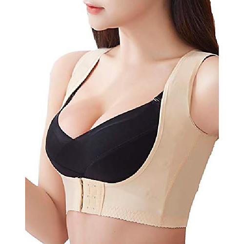 

women's posture corrector push up breast wireless back chest support bra beige 3xl