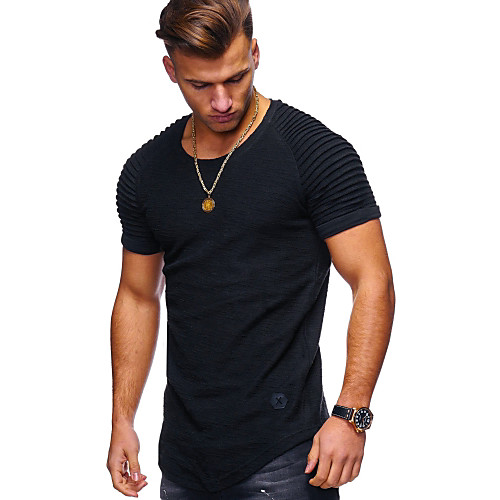 

Men's Solid Color T-shirt Short Sleeve Outdoor clothing Tops Round Neck White Black Khaki