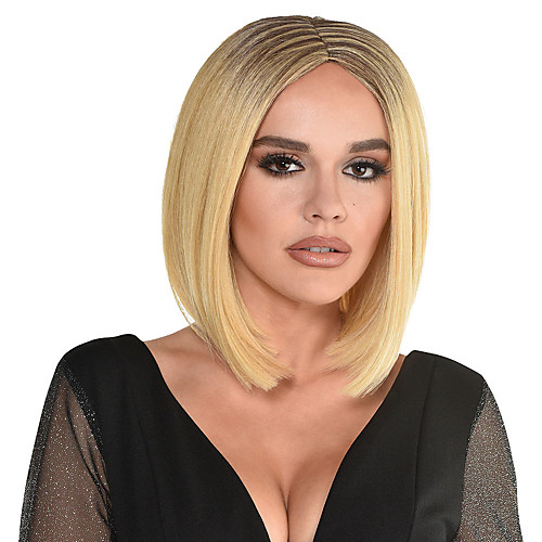 

Cosplay Wig Blond Revenge Straight Middle Part Wig Medium Length Blonde Synthetic Hair Women's Fashionable Design Cosplay Exquisite Blonde