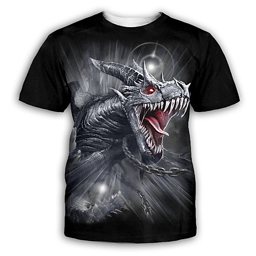 

Men's T shirt 3D Print Graphic Print Short Sleeve Party Tops Exaggerated Black