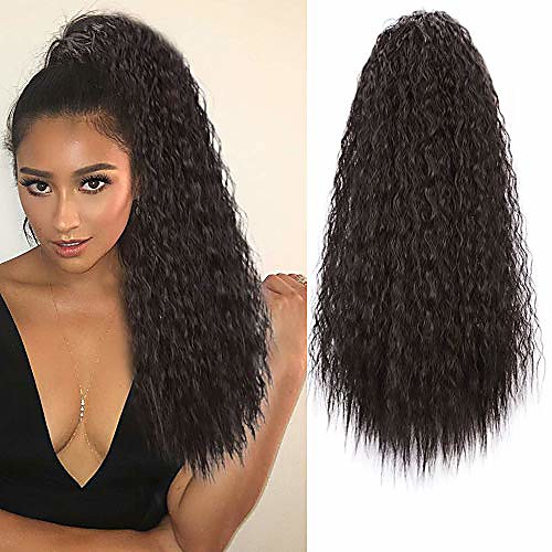 

curly drawstring ponytails for black women wavy ponytail extension 22 inch kinky straight ponytail clip on ponytail& #40;4#& #41;