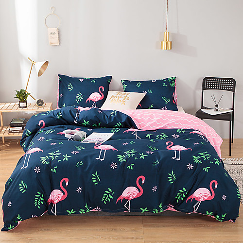 

Pink Flamingo Print 3 Pieces Bedding Set Duvet Cover Set Modern Comforter Cover Ultra Soft Hypoallergenic Microfiber and Easy Care(Include 1 Duvet Cover and 1 or2 Pillowcases)