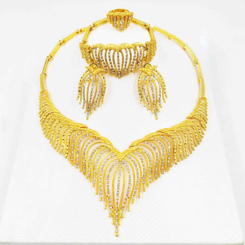

Women's Clear Synthetic Diamond Bridal Jewelry Sets Simple Basic Elegant Earrings Jewelry Light Yellow / Yellow / Gold For Wedding Engagement 1 set
