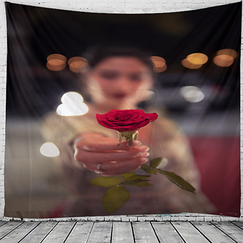 

Valentine's Day Holiday Party Wall Tapestry Art Decor Blanket Curtain Picnic Tablecloth Hanging Home Bedroom Living Room Dorm Decoration Rose Polyester