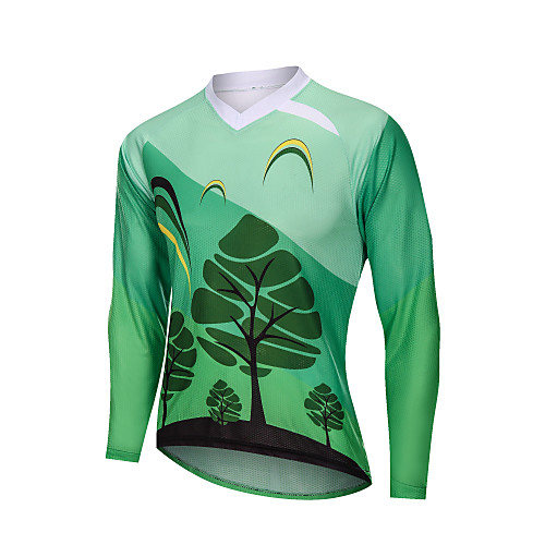 

YORK TIGERS Men's Long Sleeve Cycling Jersey Downhill Jersey Forest Green Bike Tee Tshirt Sports Clothing Apparel / Advanced / Micro-elastic