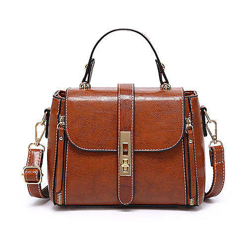 

Women's Bags PU Leather Polyester Top Handle Bag Zipper Daily Office & Career 2021 Handbags Black Red Brown Coffee