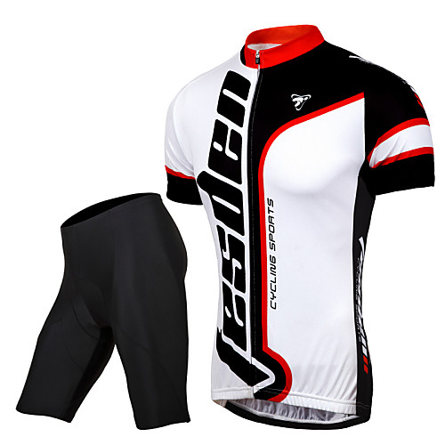 

TASDAN Men's Short Sleeve Cycling Jersey with Shorts Nylon Polyester Black Solid Color Bike Shorts Jersey Clothing Suit Breathable 3D Pad Quick Dry Reflective Strips Back Pocket Sports Solid Color