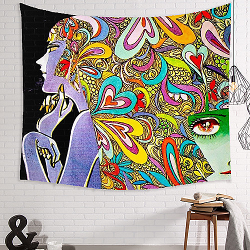 

Wall Tapestry Art Decor Blanket Curtain Picnic Tablecloth Hanging Home Bedroom Living Room Dorm Decoration Polyester Novelty Woman Hair