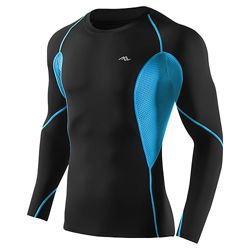 

TRYSIL Men's Long Sleeve Compression Shirt Running Shirt Patchwork Tee Tshirt Top Athletic Spandex Moisture Wicking Quick Dry Breathable Fitness Gym Workout Running Jogging Training Sportswear Dark