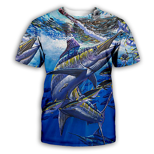 

Men's T shirt 3D Print Graphic Print Short Sleeve Party Tops Exaggerated Royal Blue