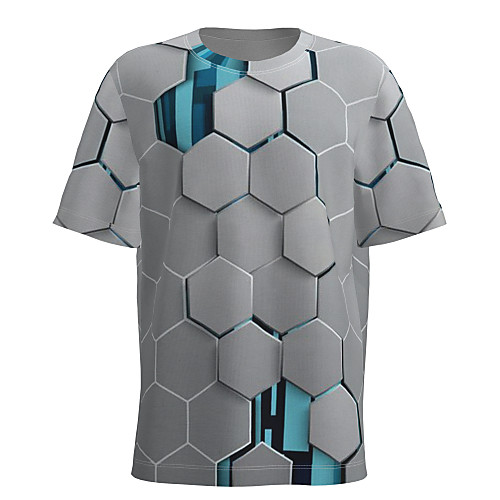 

Men's T shirt 3D Print Graphic Color Block 3D Short Sleeve Daily Tops Basic Gray